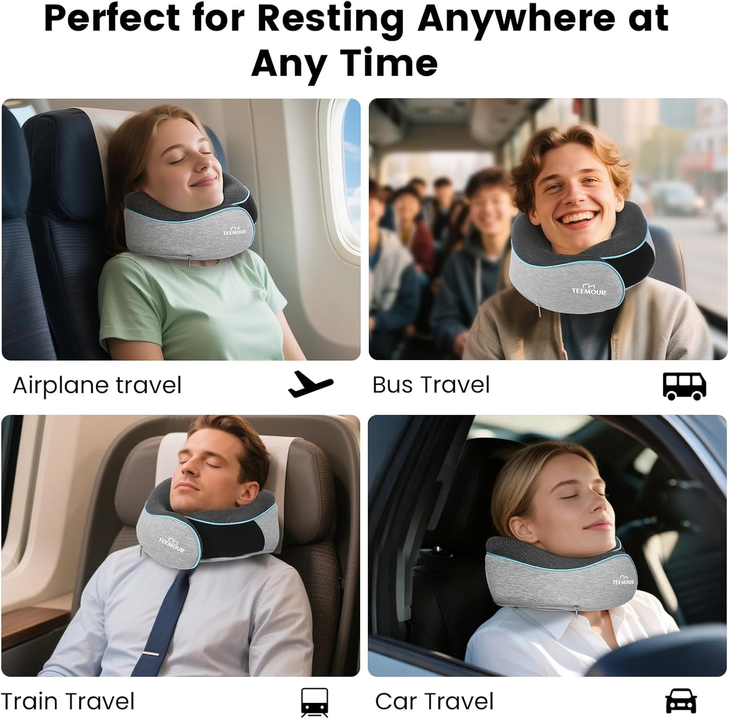 Travel Pillow-Neck Pillows for Airplanes, Memory Foam Travel Neck Pill
