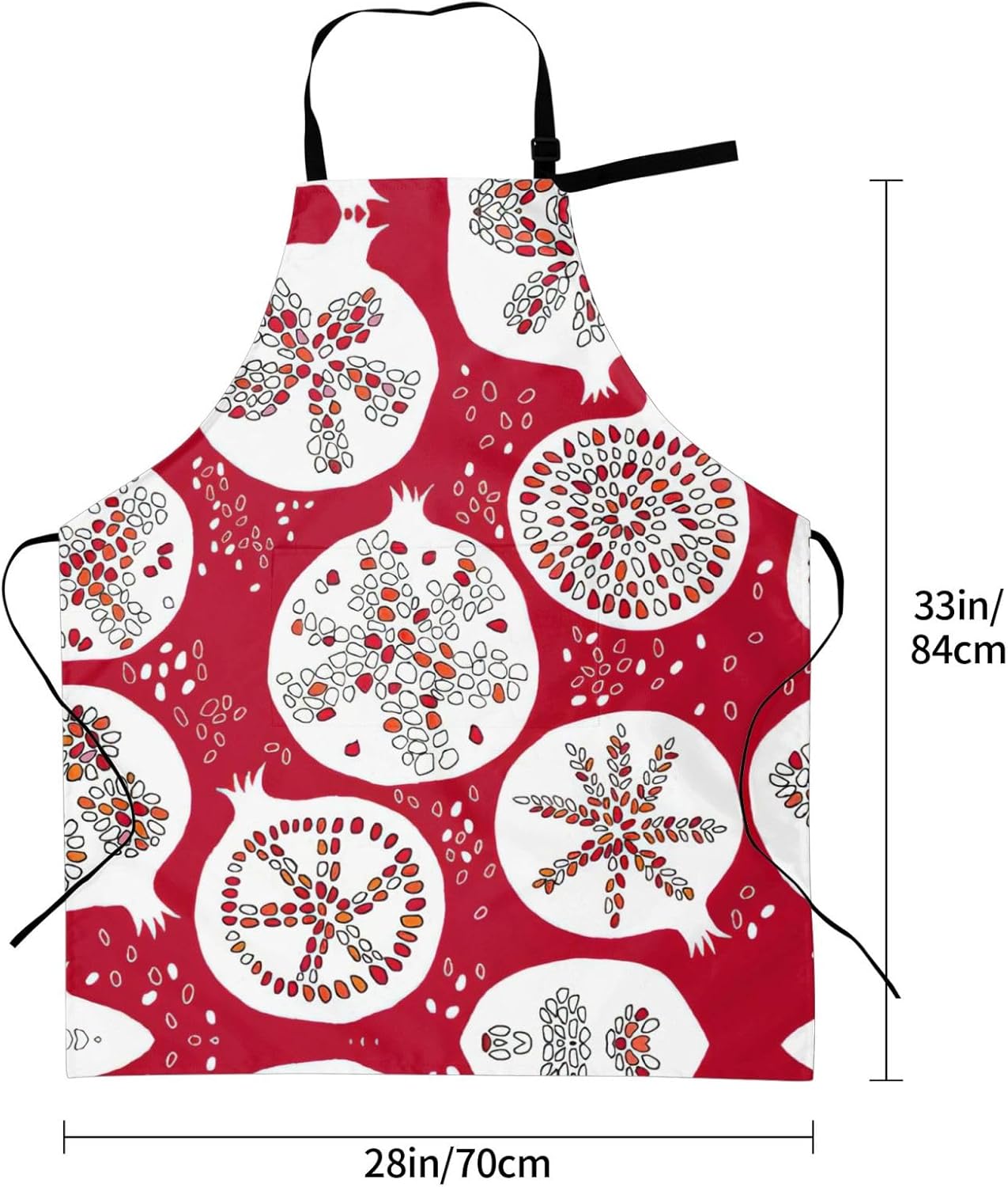 Pomegranate Painting Print Laundry apron 28x33 In Waterproof Kitchen Apron with Pockets for Cooking Baking