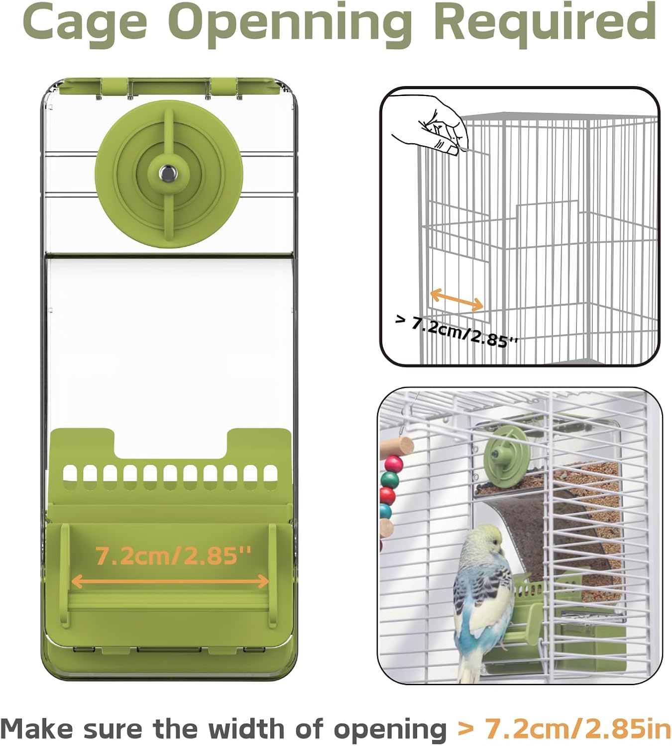 Automatic Bird Feeder, Bird Cage Feeder with Perch for Parakeet Canary