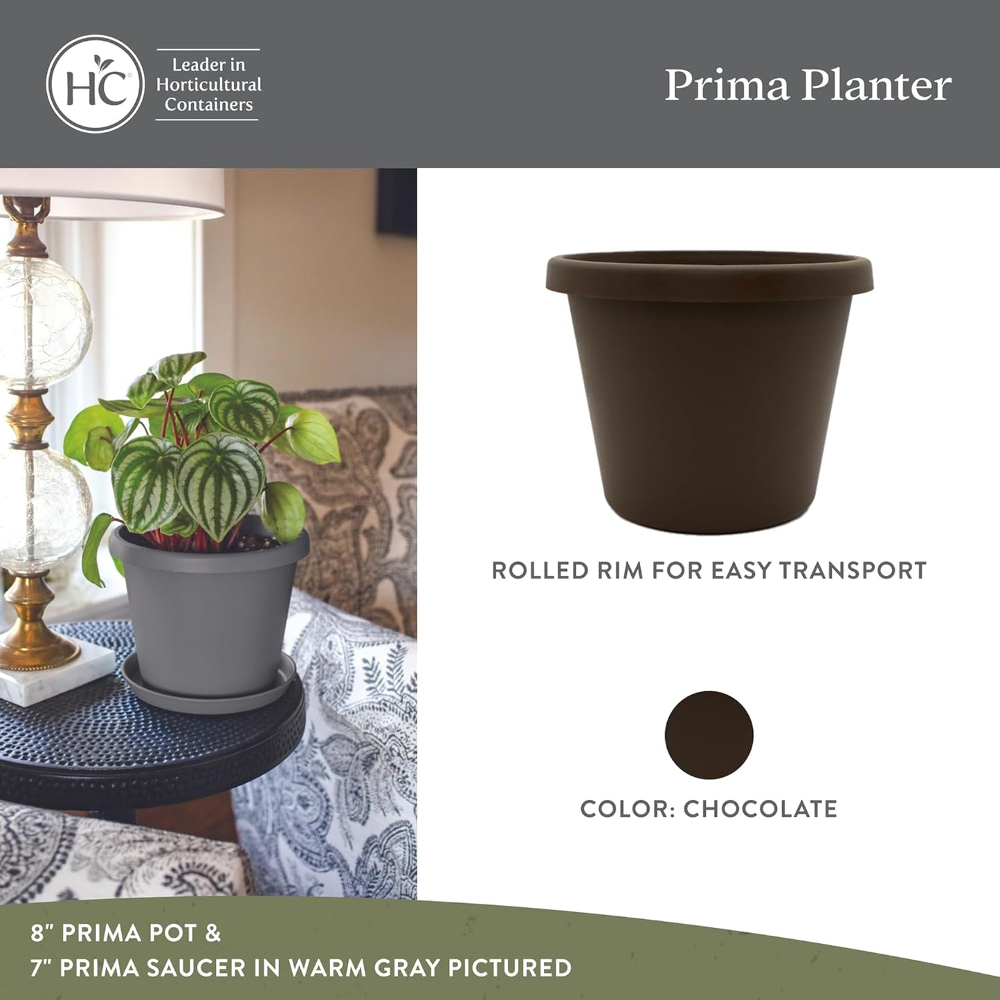 The HC Companies 24 Inch Prima Round Planter Pots with Drainage Holes 