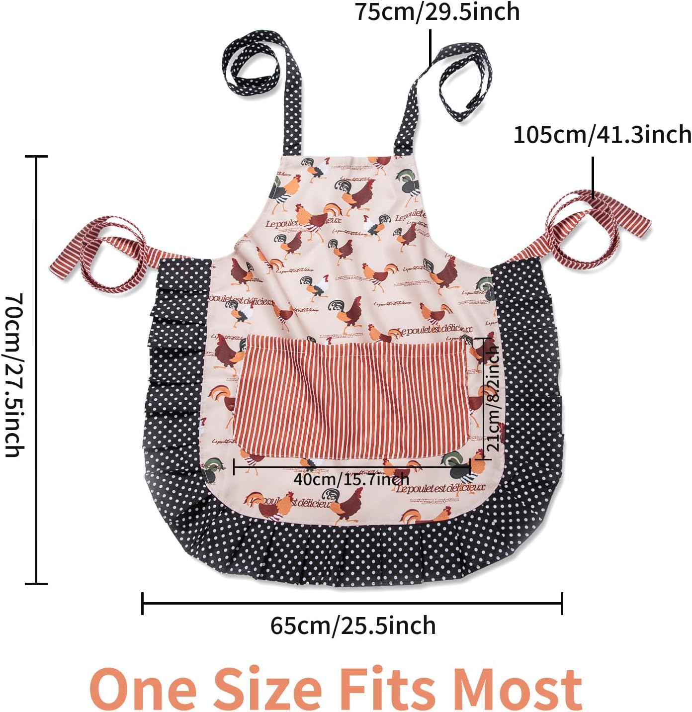 Lovely Flower Pattern Retro Aprons With Large Pockets for Women Girls 