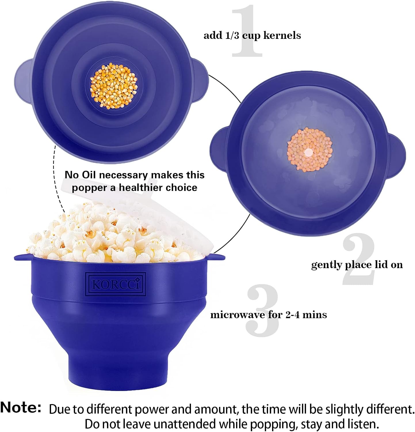 The Original Korcci Microwaveable Silicone Popcorn Popper, Microwave P