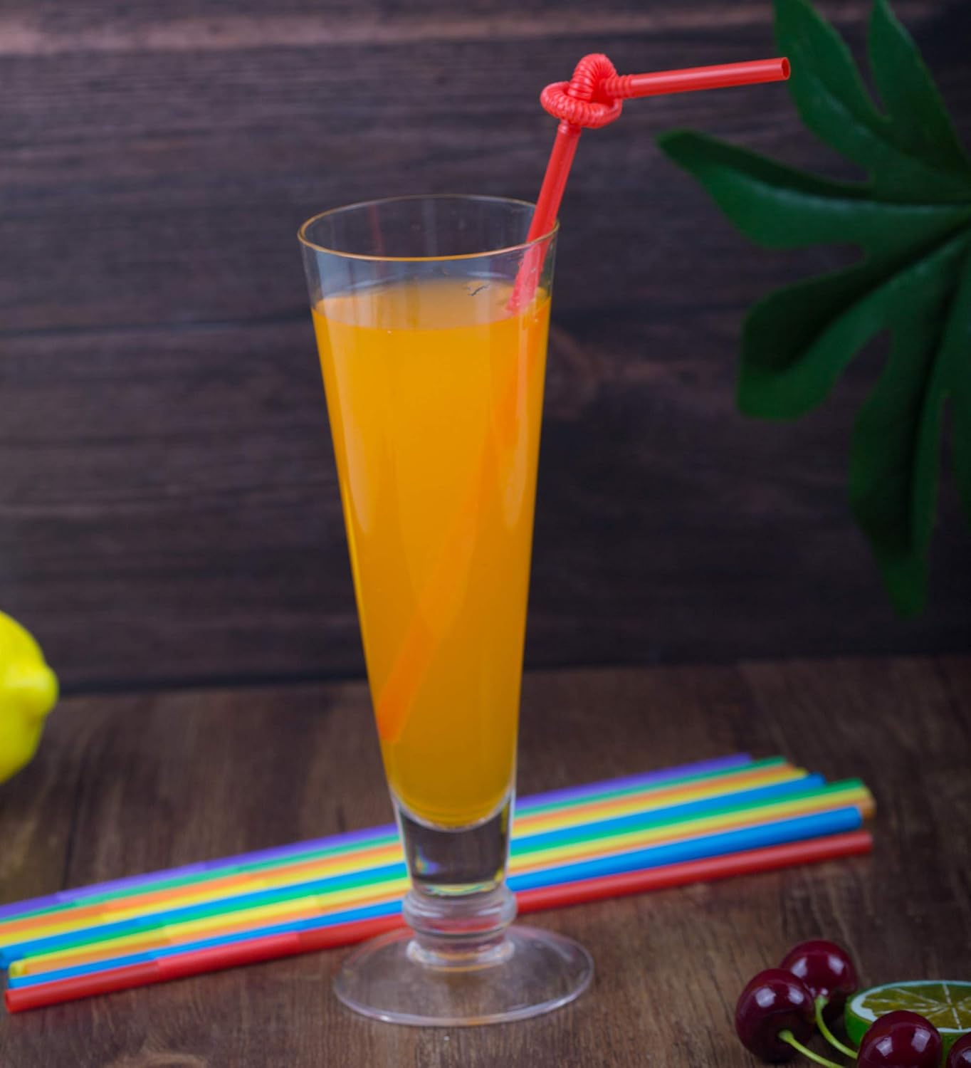 Zmaxqii 300 Pcs Colorful Flexible Plastic Straws, BPA-Free Disposable Bendy Straws, 10.2" Long and 0.23'' Diameter