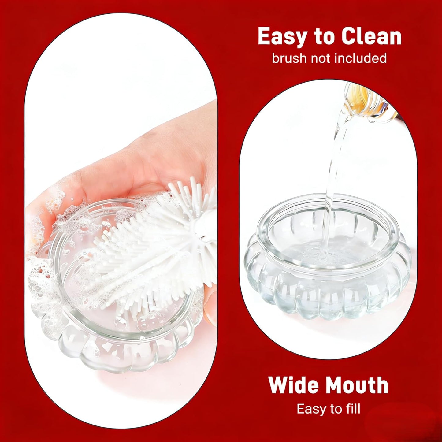 Glass Hummingbird Feeder for Outdoors, 3.4OZ Handheld Top Fill Hanging Humming Bird Nectar Feeders 3 Bee Flower Feeding Ports, Chain & S Hook, Outsides Backyard Decor, Clean, 1 Pack