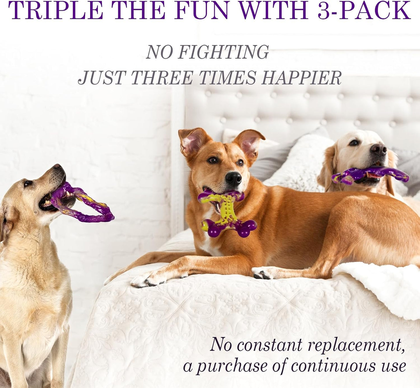 Tough Dog Toys for Aggressive Chewers 3 Pack, Indestructible Dog Toy f