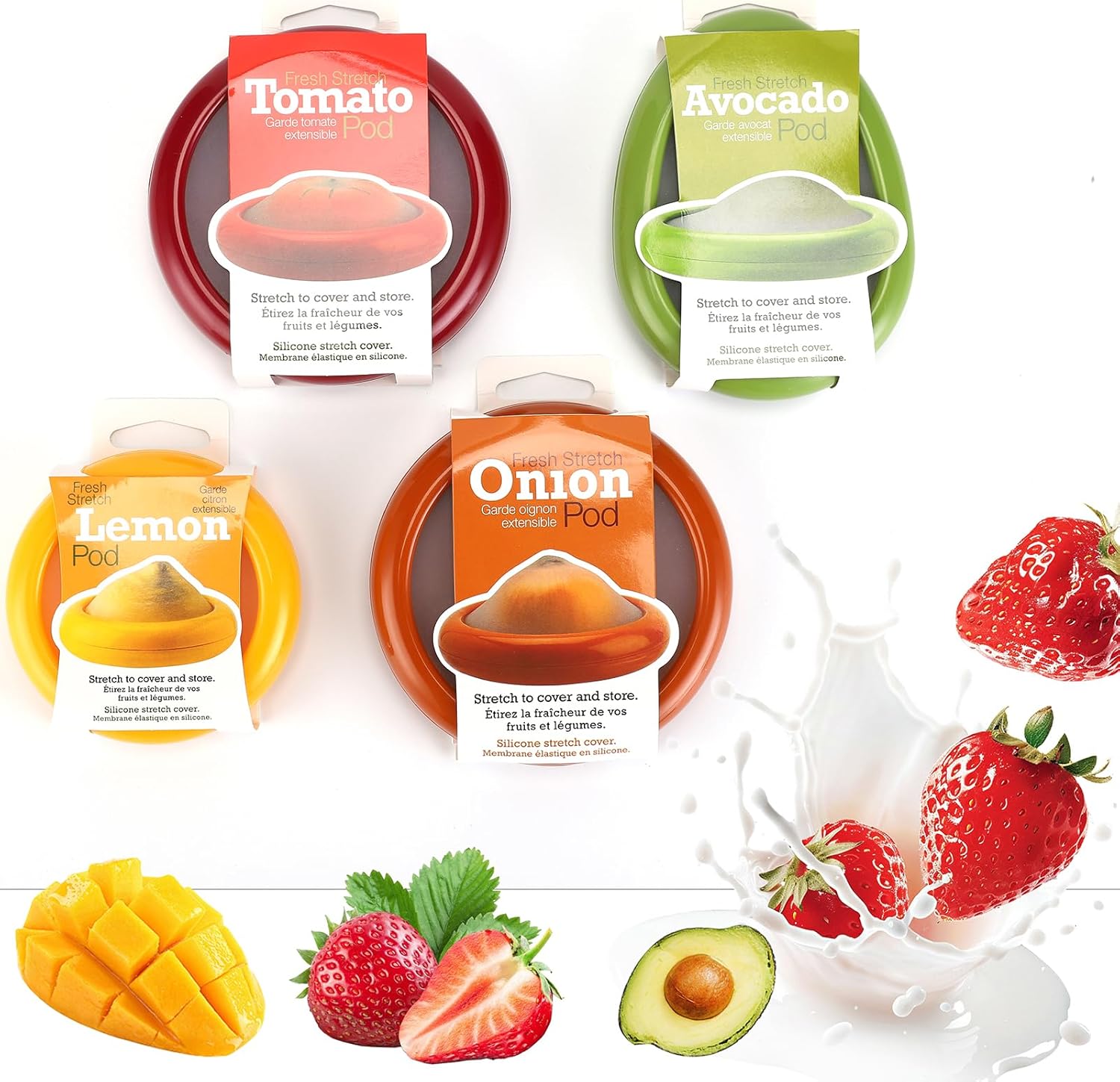 Winb Set of 4 Reusable Fruit and Veggie Savers - Ideal for Avocados, T
