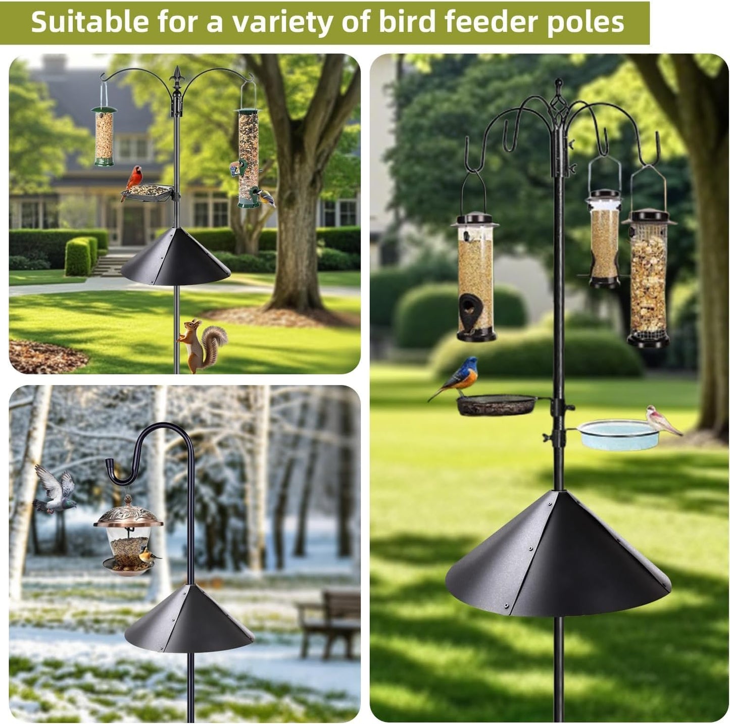 2 Pack Squirrel Baffle for Bird Feeder Pole, Outside Pole Mount Bird H