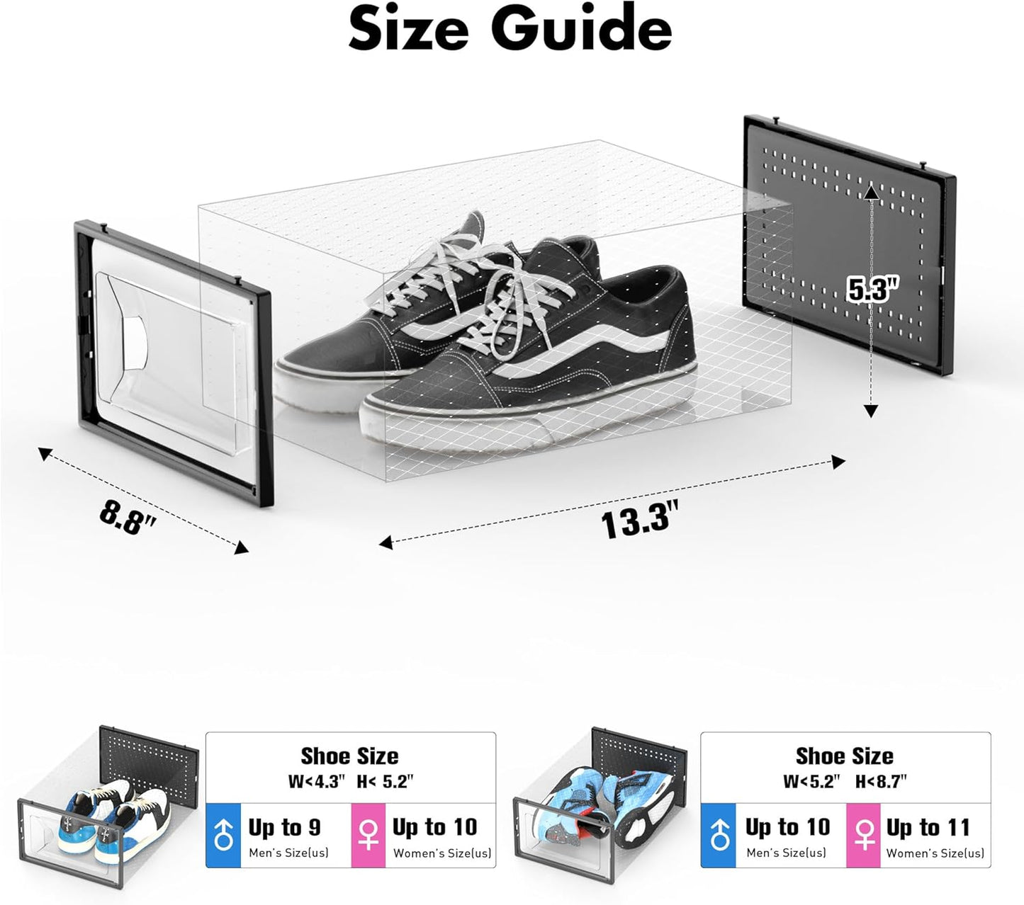 Shoe Storage Box, 15 Pack Clear Plastic Stackable Shoe Organizer for C