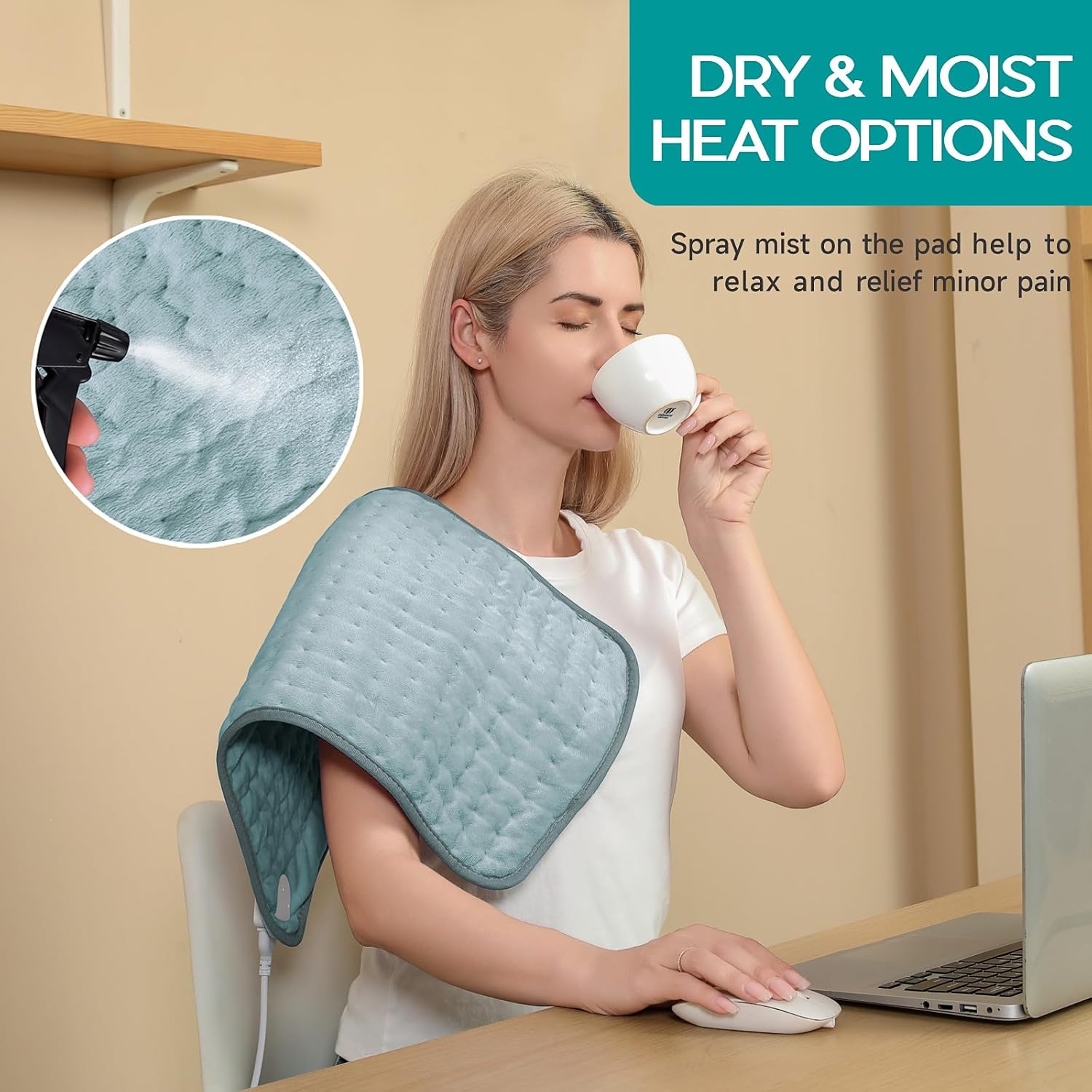 Heating Pad for Period Cramps, Heating Pad for Back/Neck/Shoulder Musc