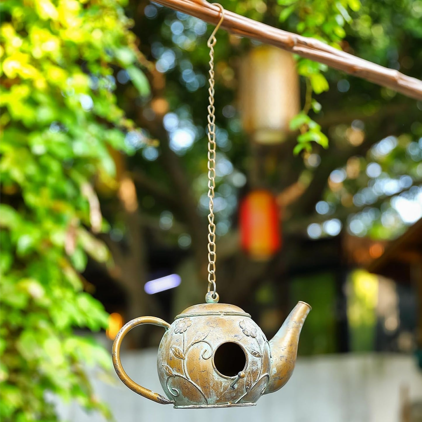Bird House, Teapot Hanging Bird House, Metal Bird Houses for Outside, Antique Cute Birdhouse, Unique Decorative Birdhouses for Outdoors Garden Patio Yard Lawn Backyard Decor
