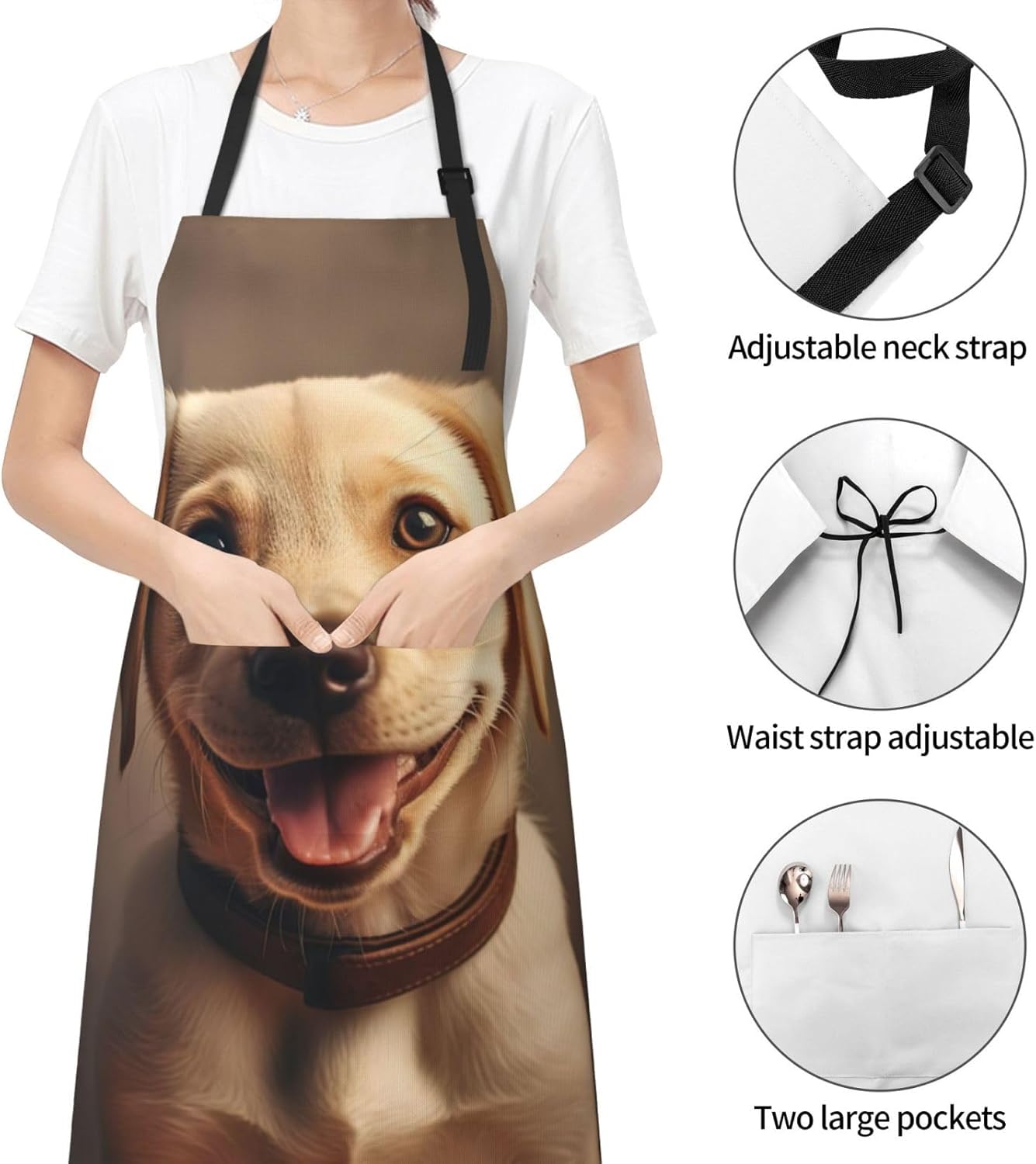 cute Labrador Dog print Waterproof chef's apron with pocket apron for kitchen cooking baking barbecue and gardening