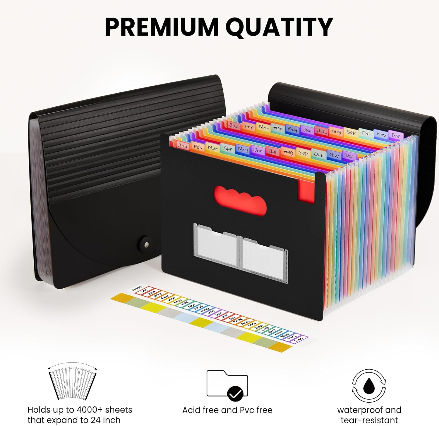 Sooez 24 Pockets Expanding File Folder with Blank Labels, According Fi