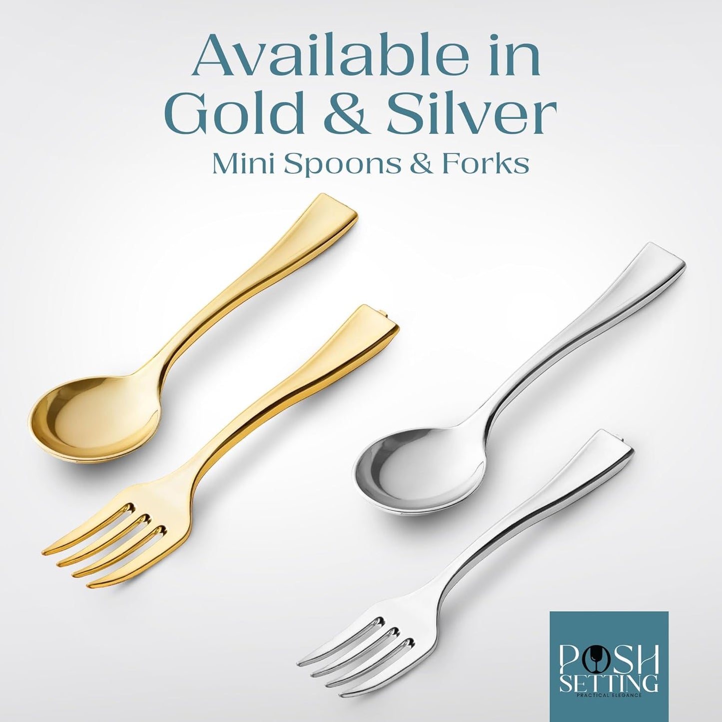 Posh Setting - Plastic Mini Forks, Gold Mini Forks, Gold Plastic Mini Dessert Forks, Disposable Tiny Gold Forks, 4 inch Gold Plastic Forks, Taster Forks, Small Forks, Appetizer Forks (80 Pack)