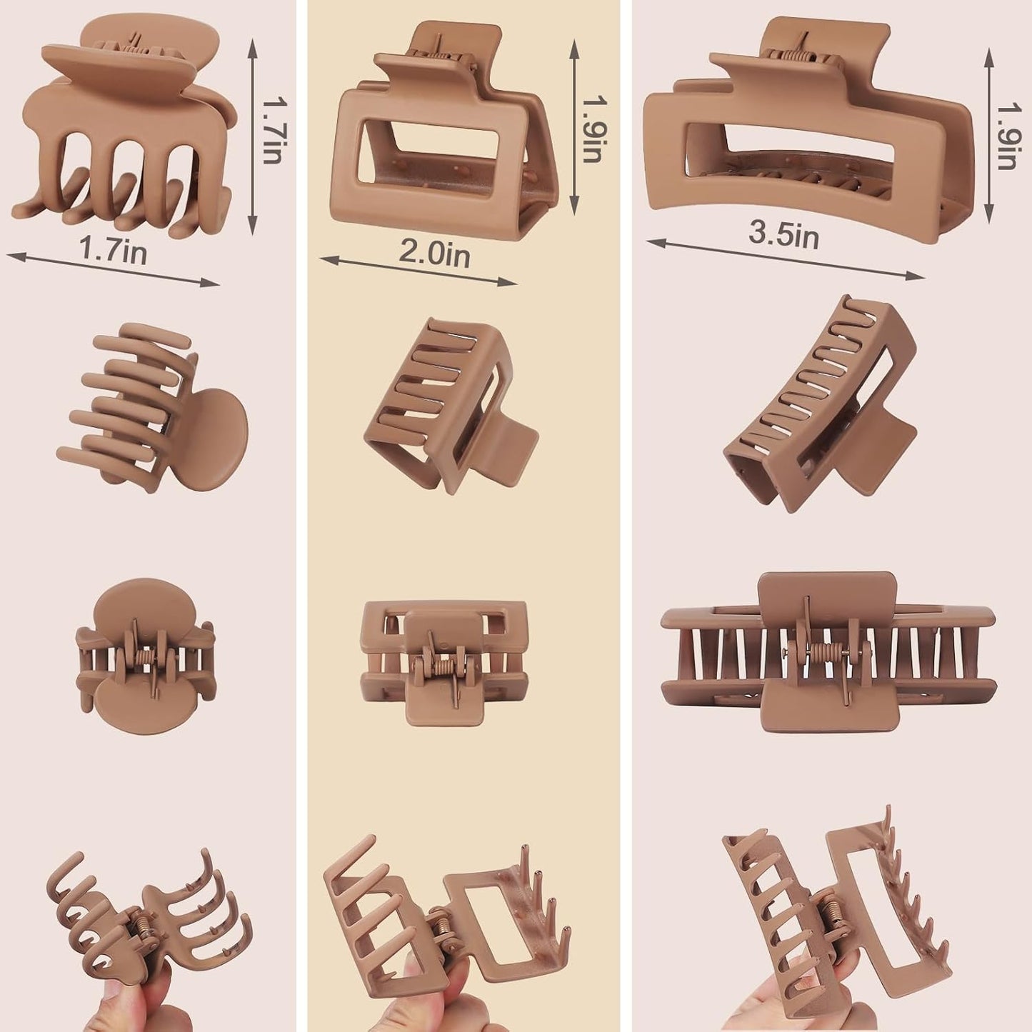 12 Pcs Hair Clips for Women 3 Styles Small Medium Large Claw Clips for