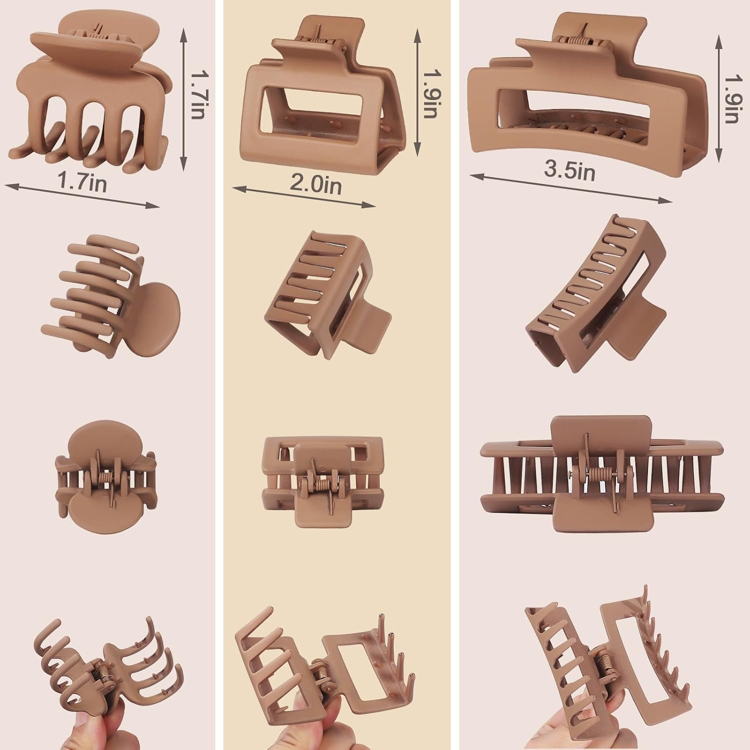 12 Pcs Hair Clips for Women 3 Styles Small Medium Large Claw Clips for