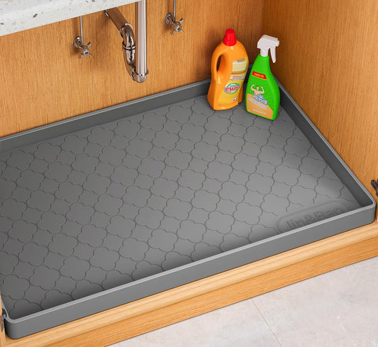 Jin&Bao Waterproof Under Sink Mat 34" x 22", Thick Silicone Mat Cabine