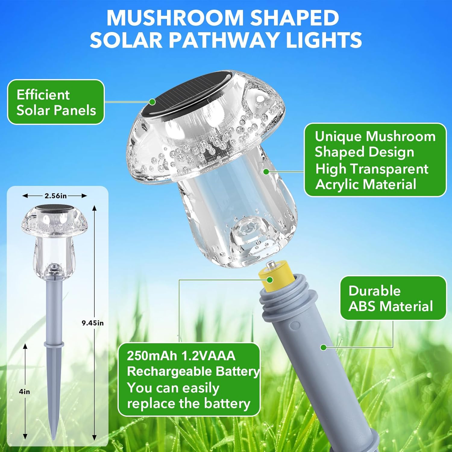 Solar Lights Outdoor, 8 Pack Mushroom Lights Outside Waterproof, Solar
