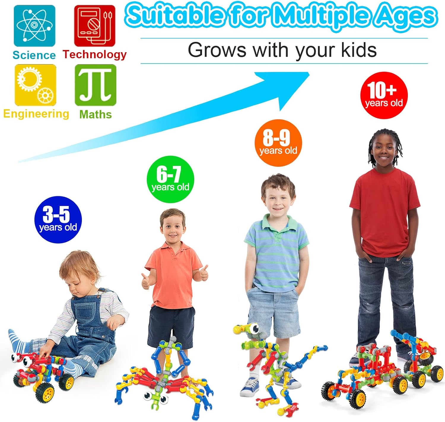 Kids STEM Building Toys for 3 4 5 6 7 8+ Year Old Boy Girl Birthday Gi