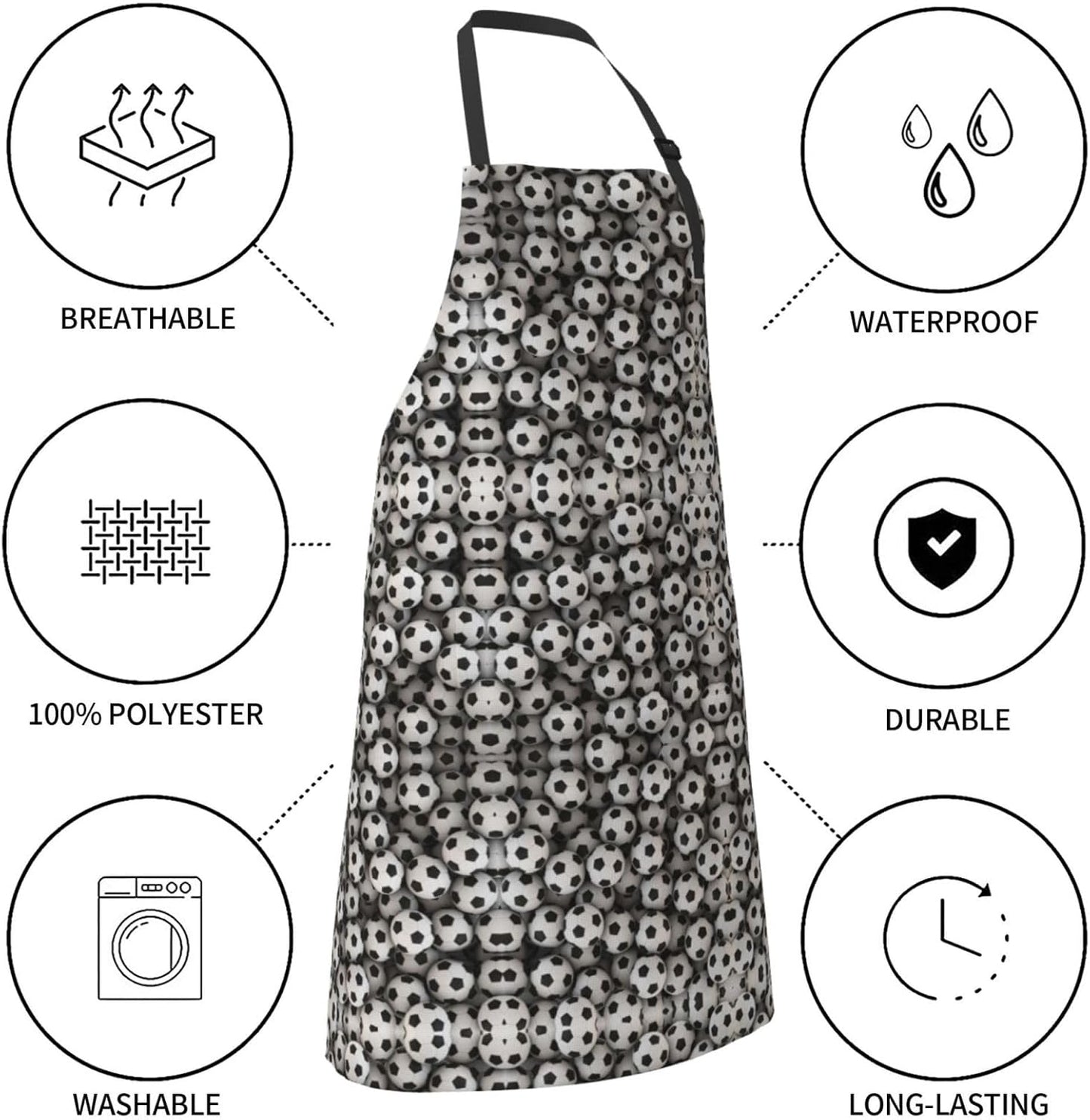 Soccer Sea print Waterproof apron with pocket adjustable cooking apron for adult kitchen bibs to bake