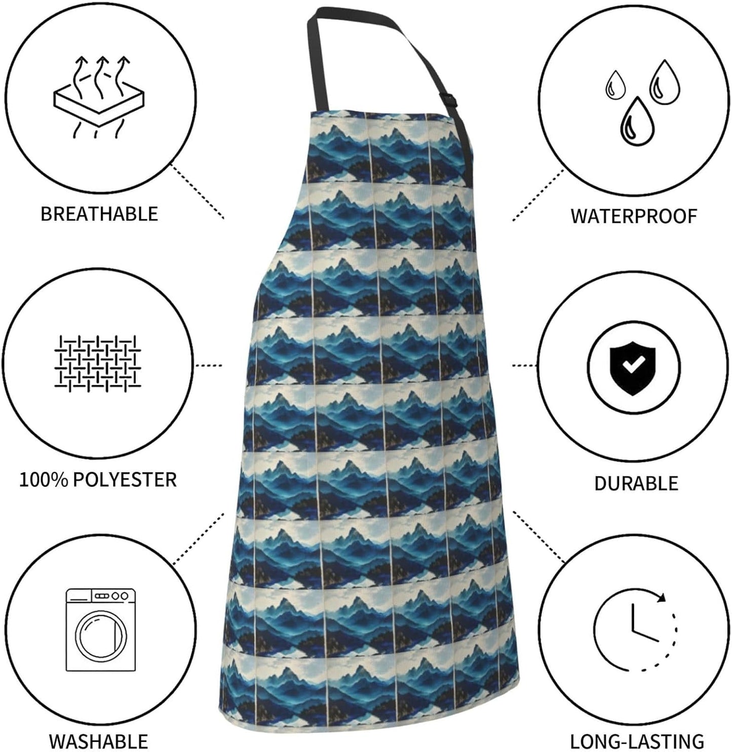 YANYU Rocky mountain Print 28x33 In Kitchen Apron Stylish Chef Apron w