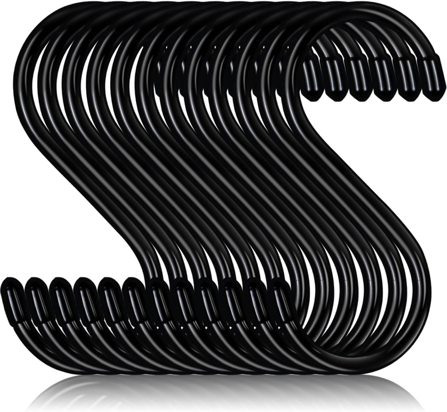 5 Inch Heavy Duty S Hooks, Large S Hooks for Hanging Plants, Vinyl Coated S Hook 12 Pack Sturdy Non Slip Kitchen and Closet Black S Hook for Hanging Large Object, Garden Tools, Pot