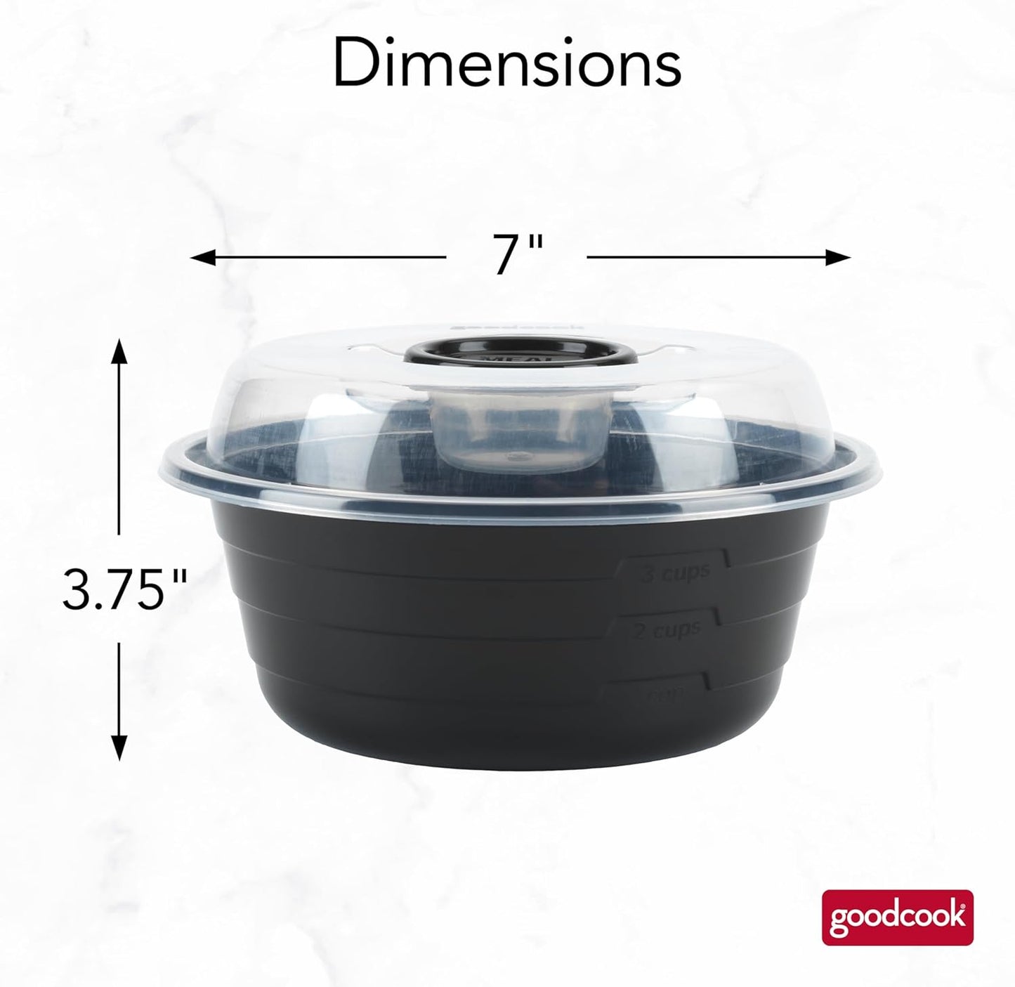 GoodCook 4-Cup Meal Prep Bowls Set with Lids and Dressing Cup, Microwa