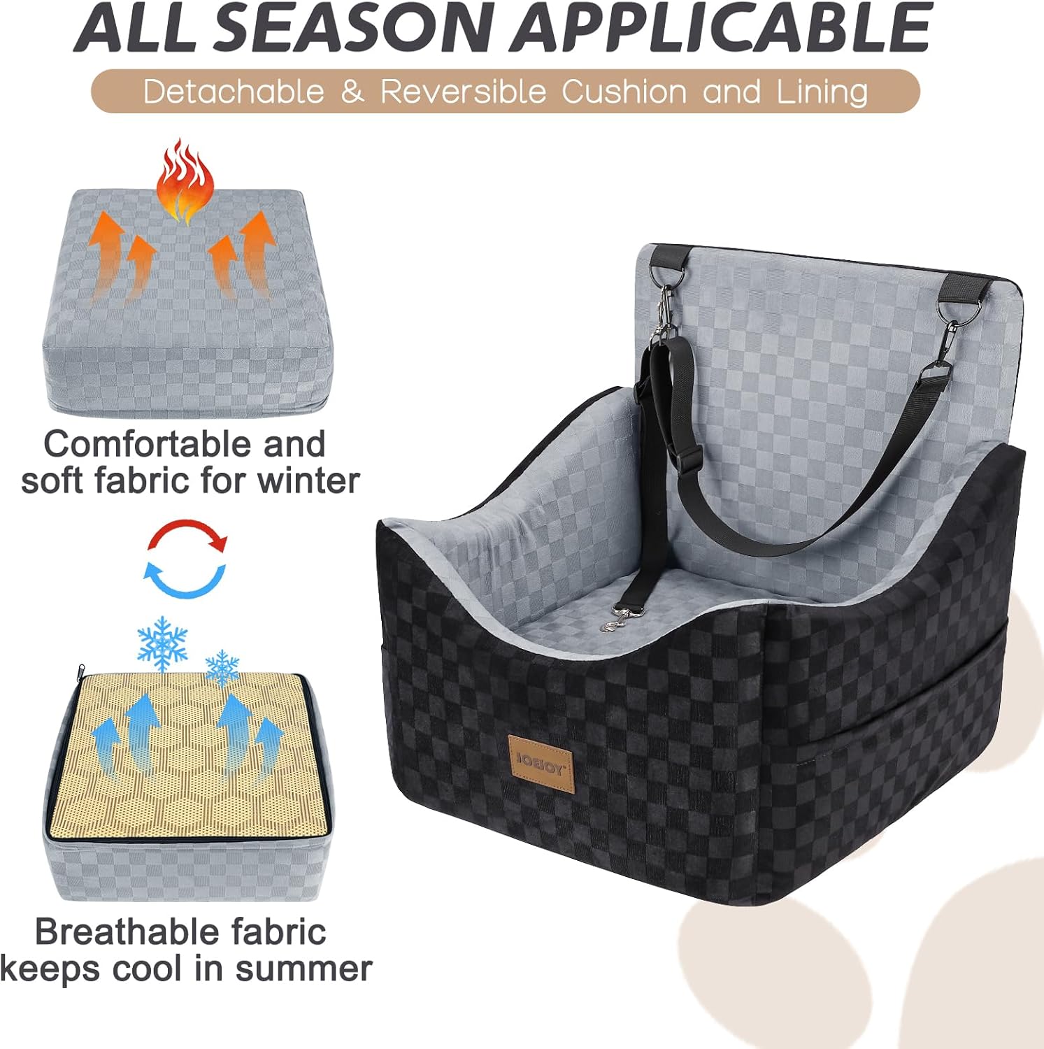 JOEJOY Elevated Dog Car Seat for Small/Medium Dogs up to 35 lbs, Memor