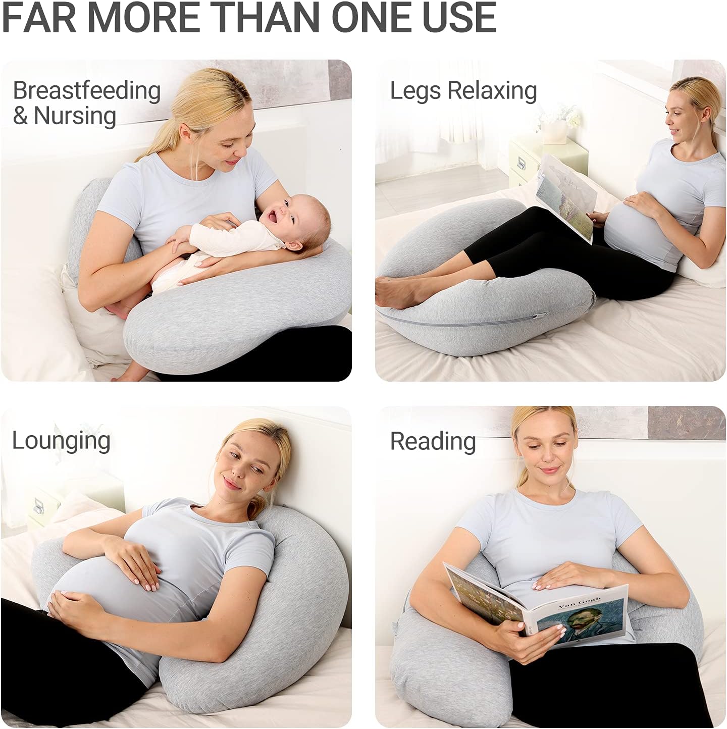 Momcozy Pregnancy Pillows for Side Sleeping, J Shaped Maternity Body P