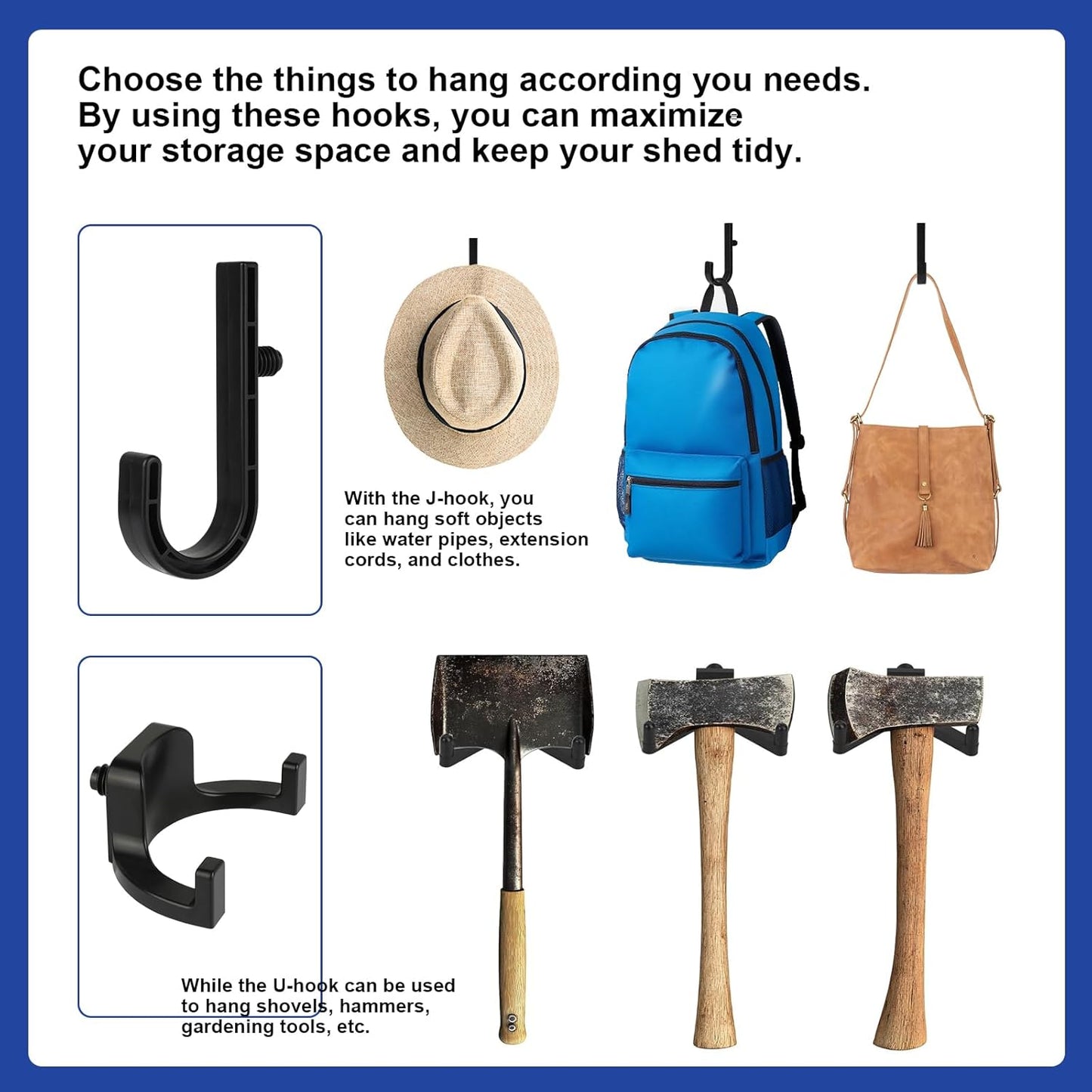 21 Pcs Storage Shed Tool Hooks Compatible with Suncast Shed Accessories, Heavy Duty ABS Shed Organizer for Garden Tools, Ladders and Hoses, Replacement for Craftsman and Lifetime Sheds