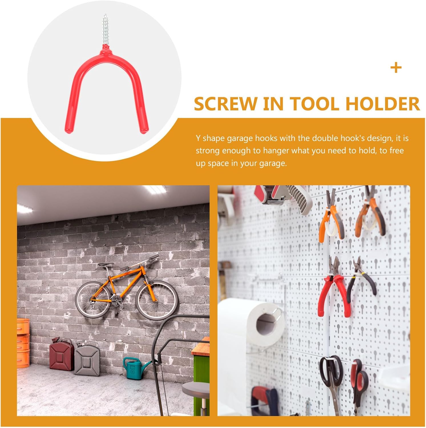 16pcs Red Y-Shape Hooks Heavy Duty Steel Garage Storage Tool Holders W