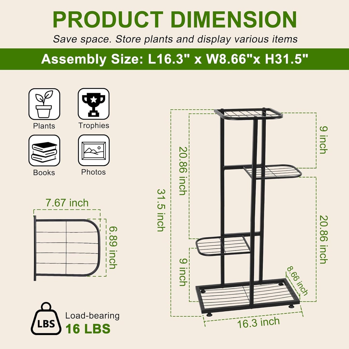 Plant Stand Indoor Outdoor, Corner Metal Plant Stands, Heavy Duty Tall