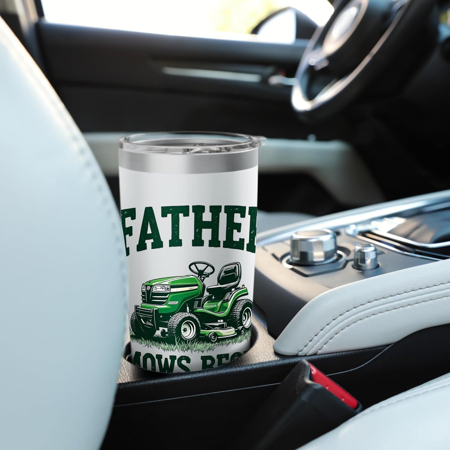 Father Mows Best Funny Lawn Care Dad Stainless Steel Insulated Tumbler
