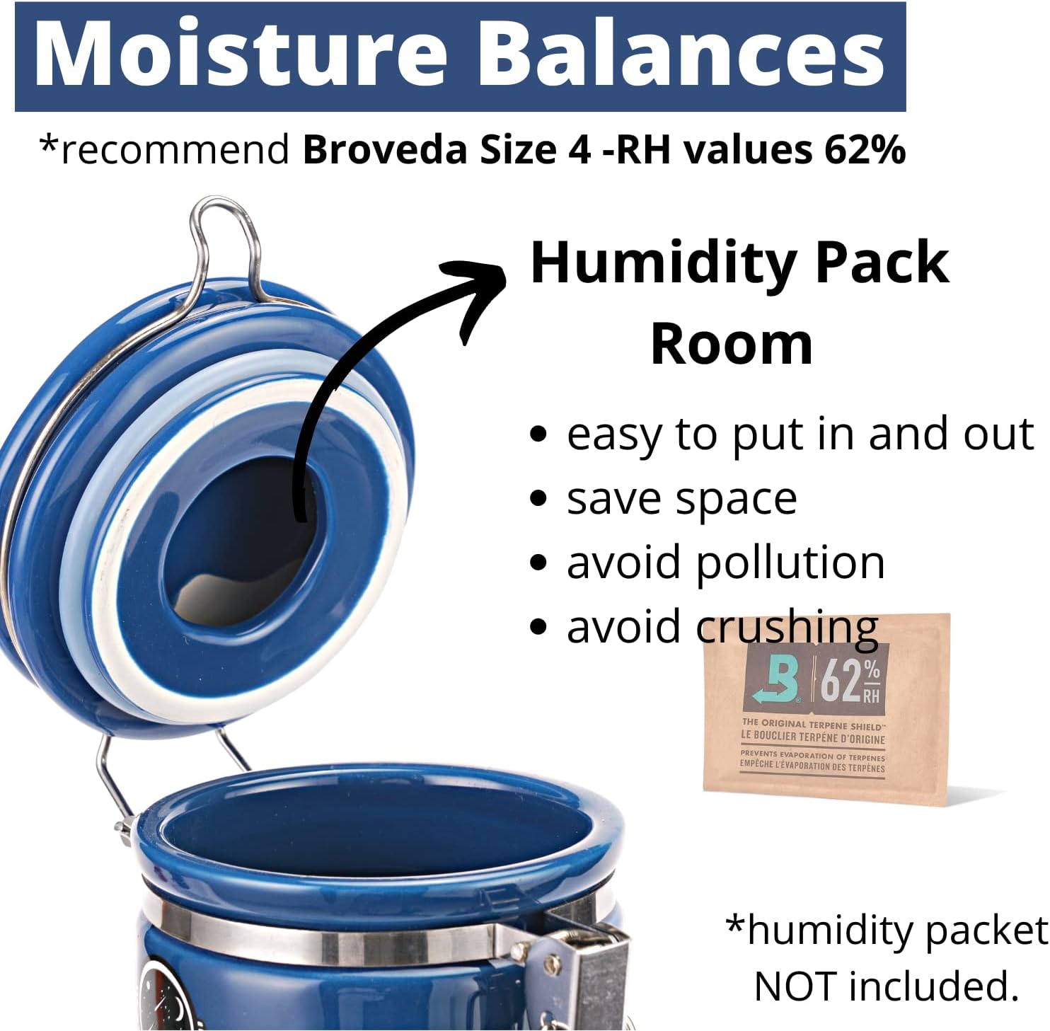 Smell Proof Jar Half Oz (250ml), Separate Space for Humidity Pack To K