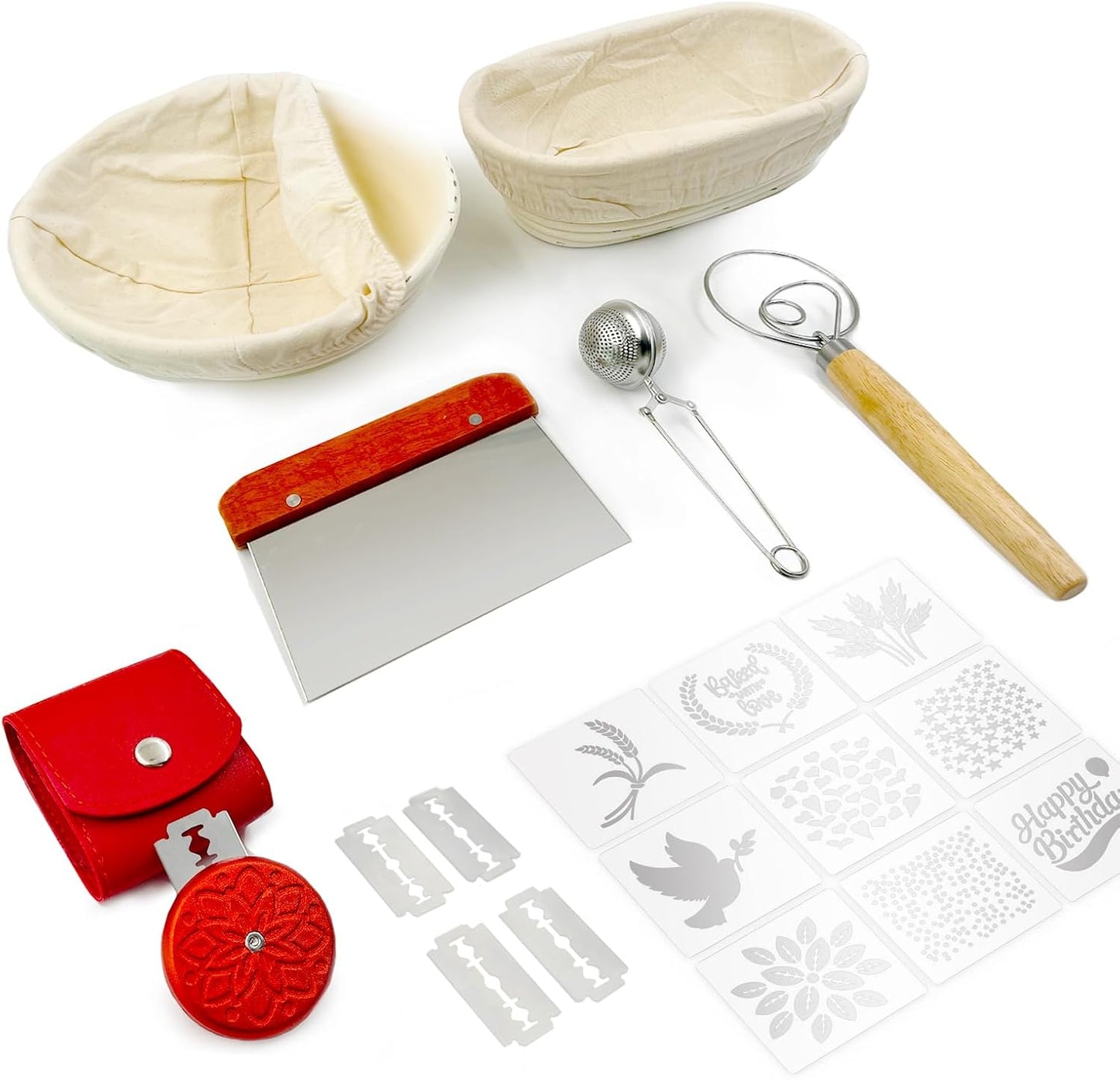 SNAIL GARDEN 9-Piece Sourdough Bread Making Kit with 9 Pattern Stencil