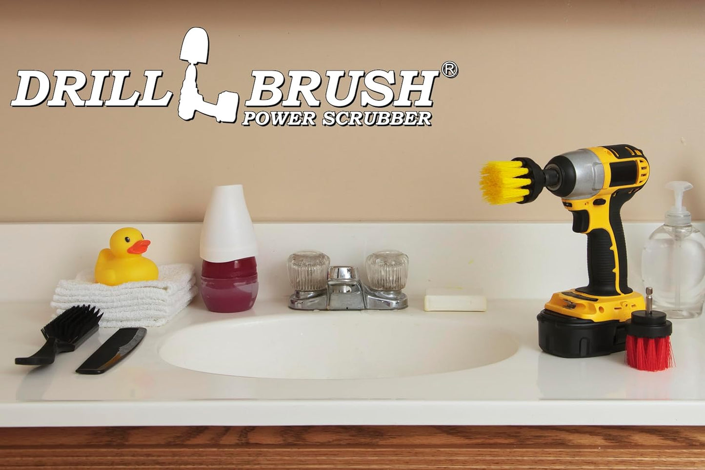 Cleaning Supplies - Drill Brush - Grout Cleaner - 2-inch Long Bristle Spin Brush Set - Bird Bath - Gnome - Scrubber - Bathroom Accessories - Shower Curtain - Bath Mat - Shower Cleaner - Rust - Calcium