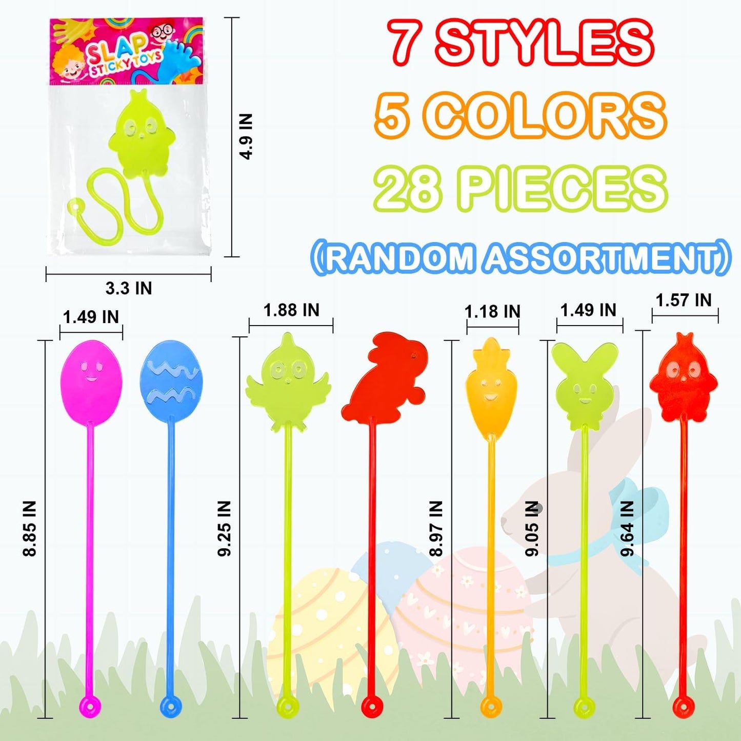 Non Candy Easter Egg Fillers for Kids 28 Pack, Easter Sticky Hands Toys Gifts Basket Pinata Stuffers for Toddlers, Mini Spring Party Favors Egg Hunt Supplies Goodie Treat Bag Prize for Boys Girls