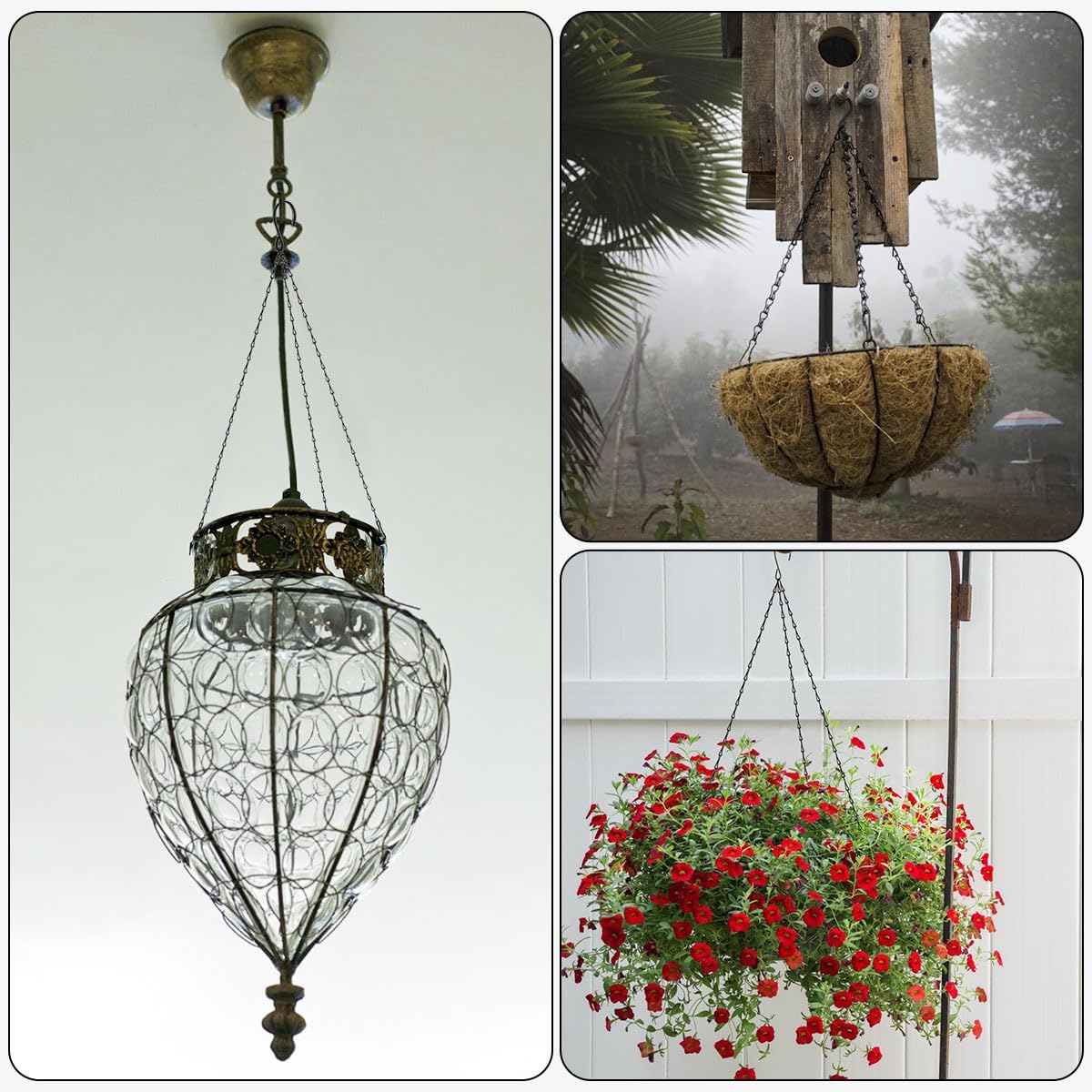 4PCS 20In Hanging Basket Chains, Chains for Hanging Baskets, chain plant hangers, Hanging Plant Chain, Pot Hangers decorative outdoor decorative chains for hanging bird feeder chain planter(Black)