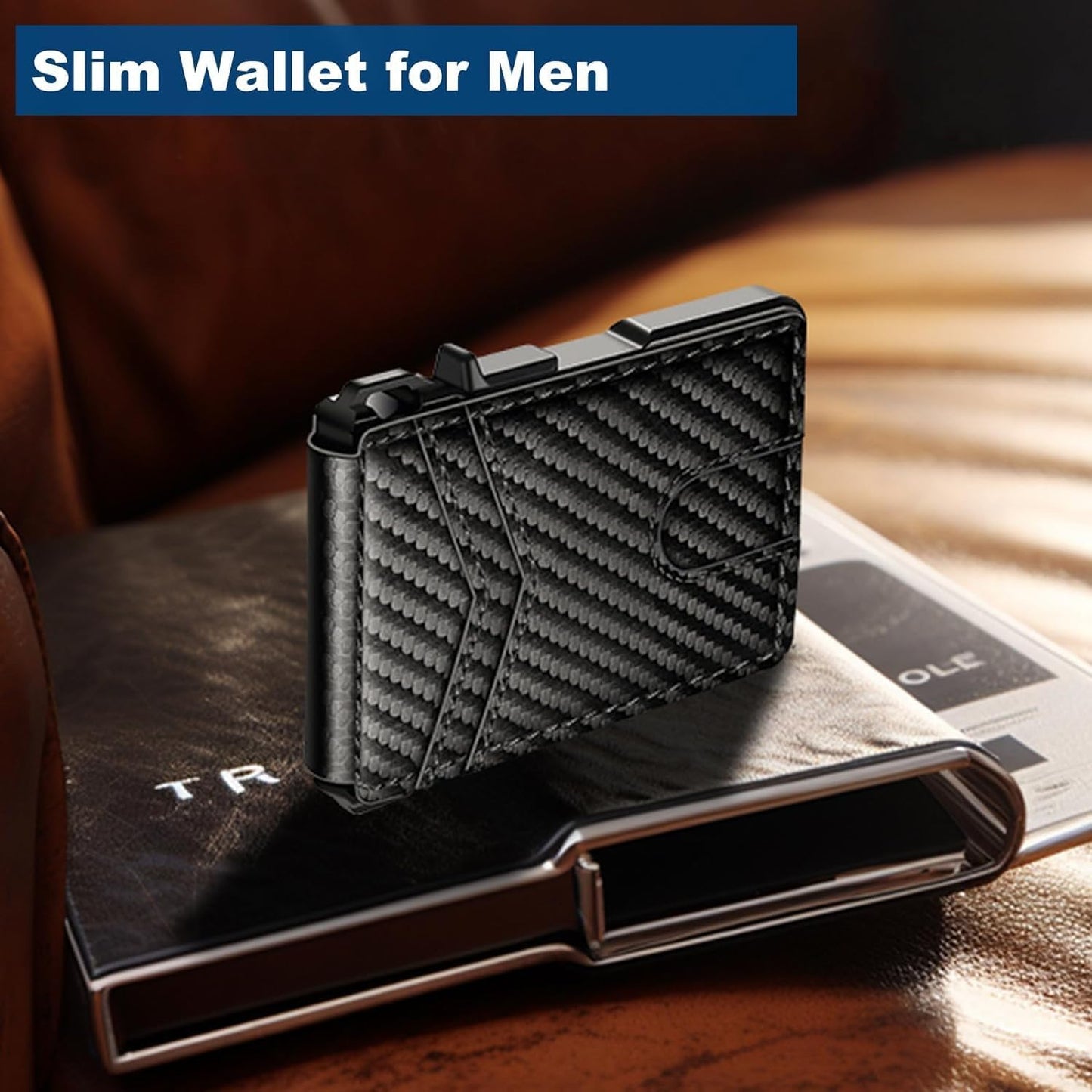 Wallet for Men, Mens Minimalist Wallet 9-13 Cards, Slim Compact Wallet