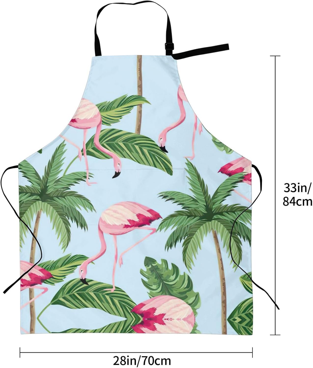 Tropical flamingos Print Laundry apron 28x33 In Waterproof Kitchen Apron with Pockets for Cooking Baking