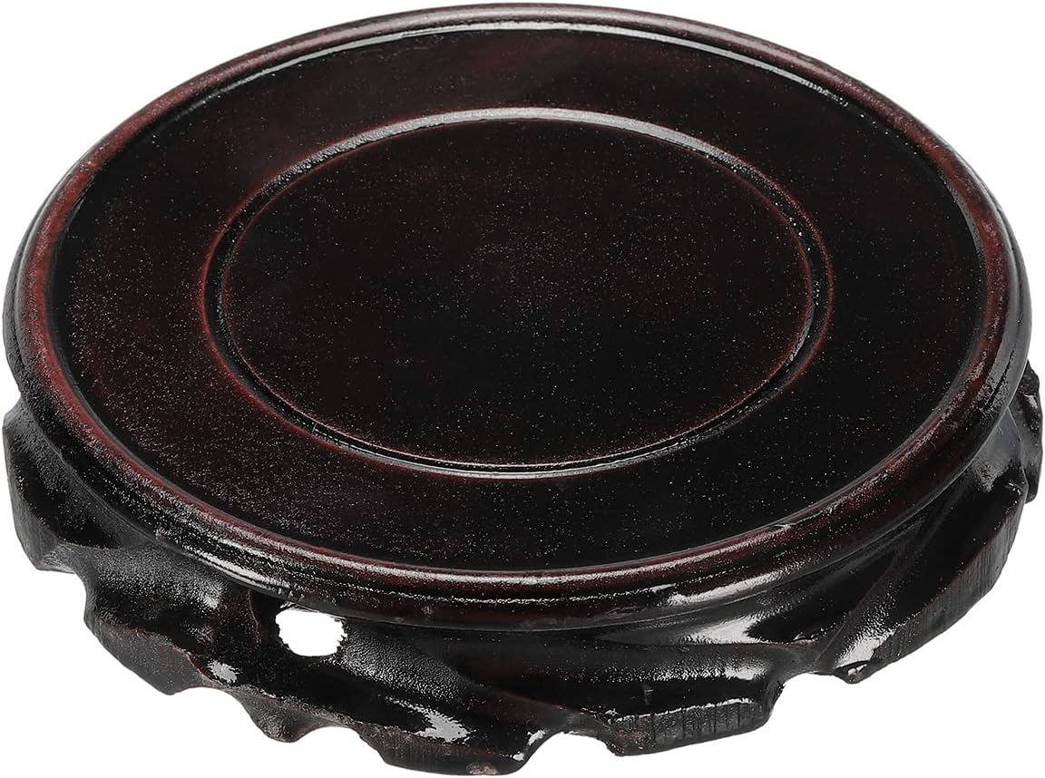 MECCANIXITY Wooden Stand Holders Displays Base 110mm Diameter Black for Vase Bonsai Stone