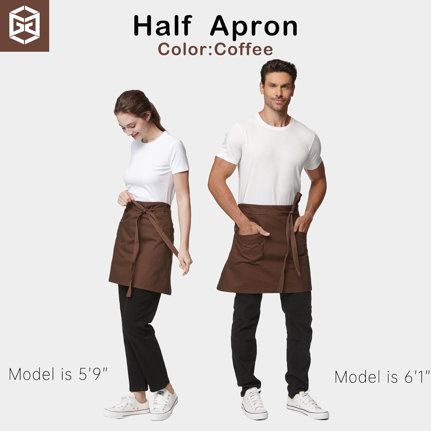 Unisex Half Bistro Apron Server Apron with Pockets Waterproof 4251BY