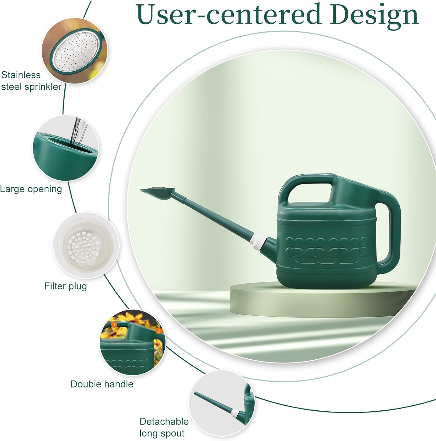 2 Gallon Watering Can, Garden Watering Can Outdoor, Plant Water Can wi