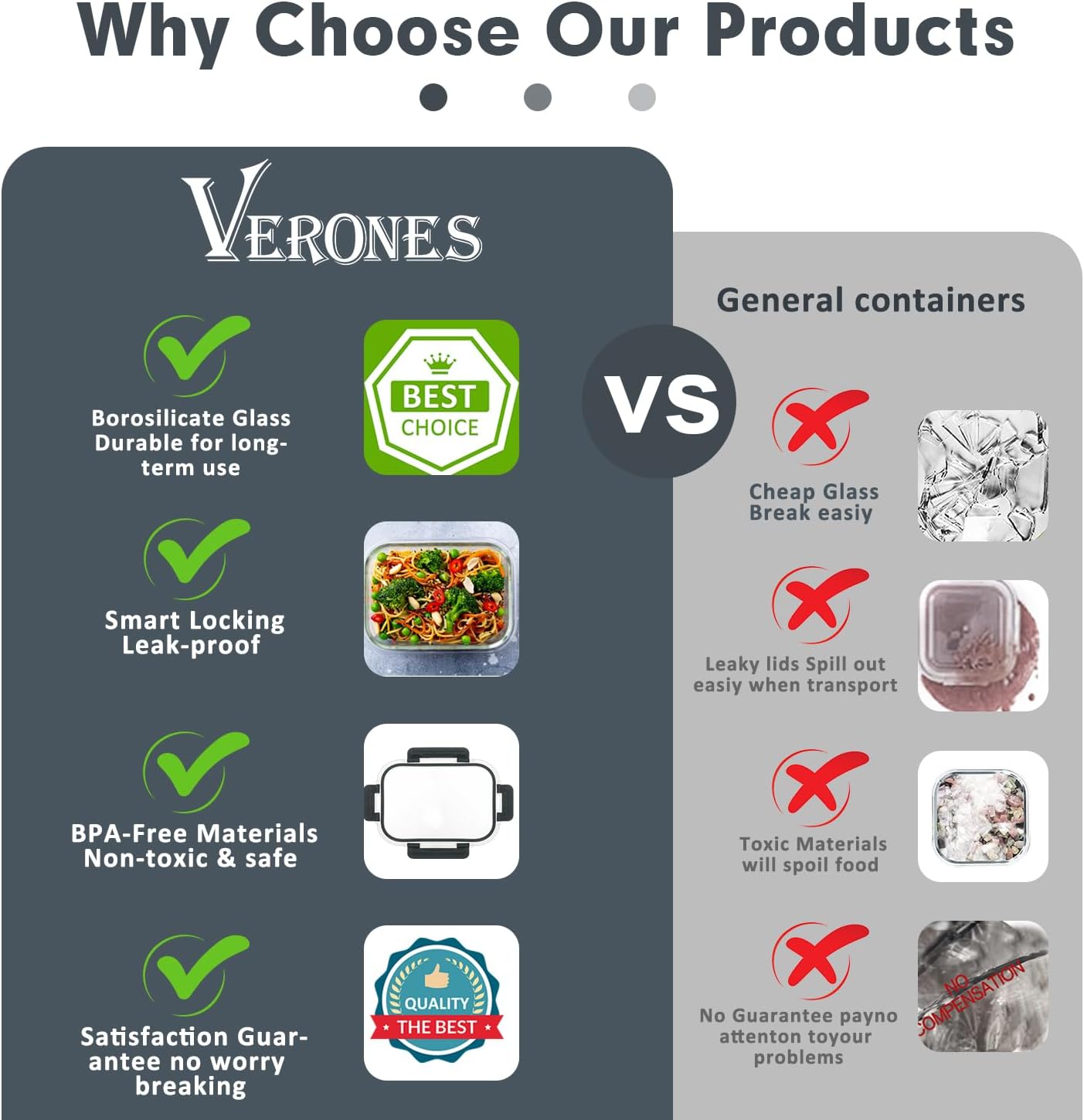 VERONES 30 Pieces Glass Meal Prep Containers Set, Stackable Glass Food