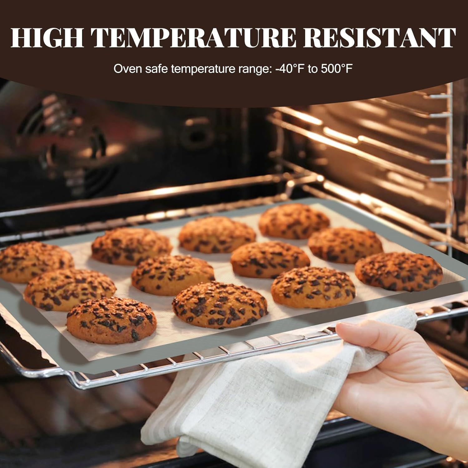 Silicone Baking Mat, 3 Pack Reusable Baking Sheet, Non-Stick ＆ Food Sa