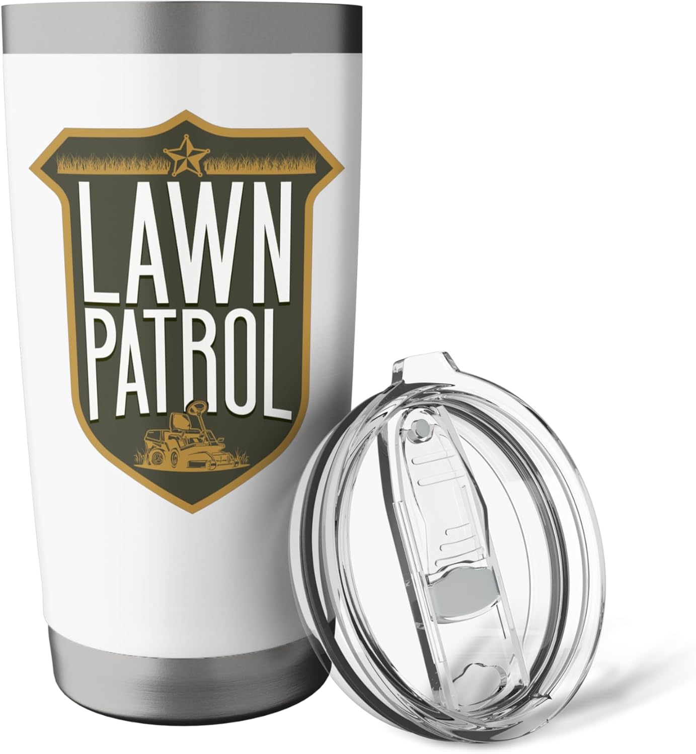 Lawn Mower Mowing Dad Father Landscaper Lawn Patrol Stainless Steel Insulated Tumbler