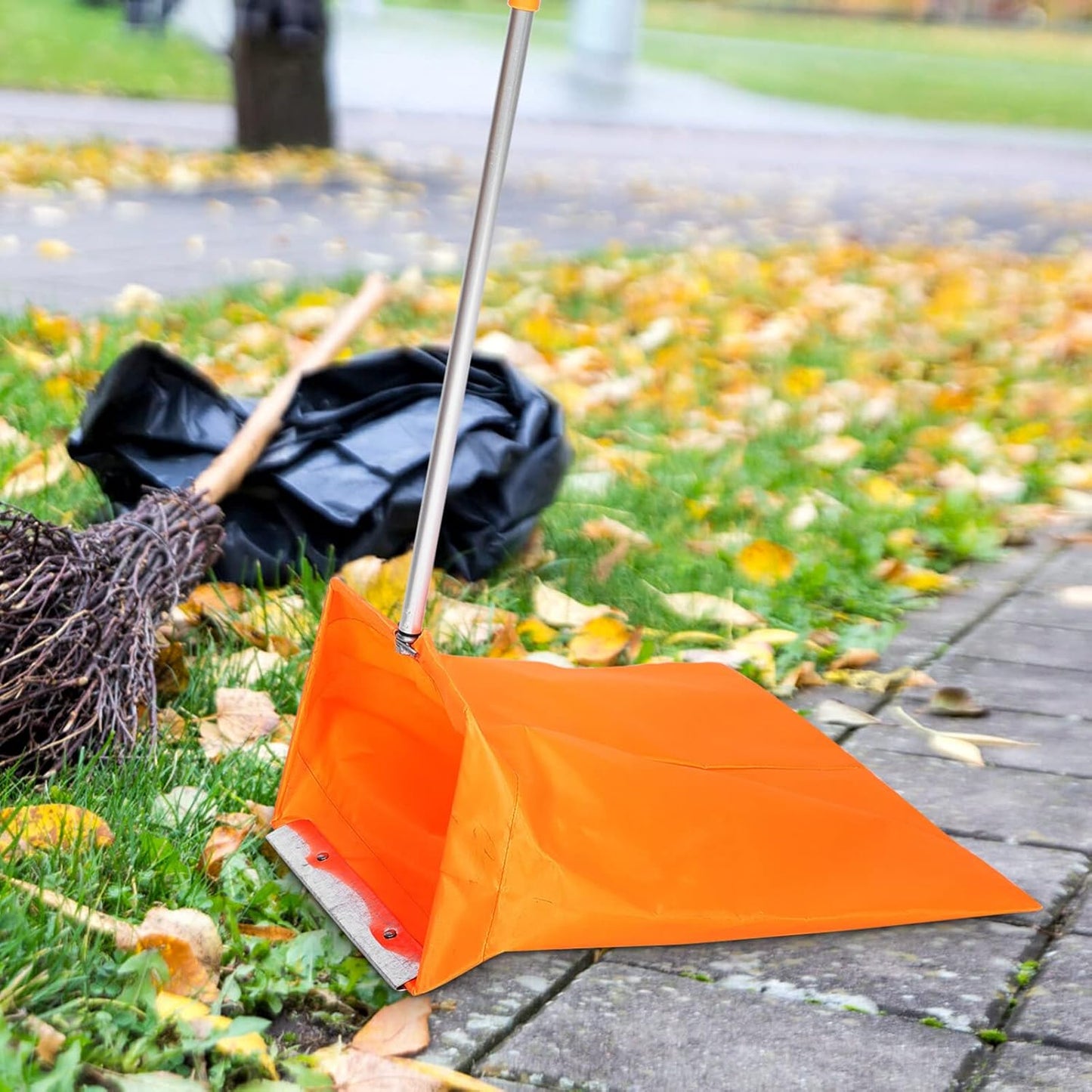 Windproof Garbage Bag with Dustpan and Trash Grabber Tool 33.07X20.07X12.20 Inch Outdoor Cleaning Pickup for Garden and Home
