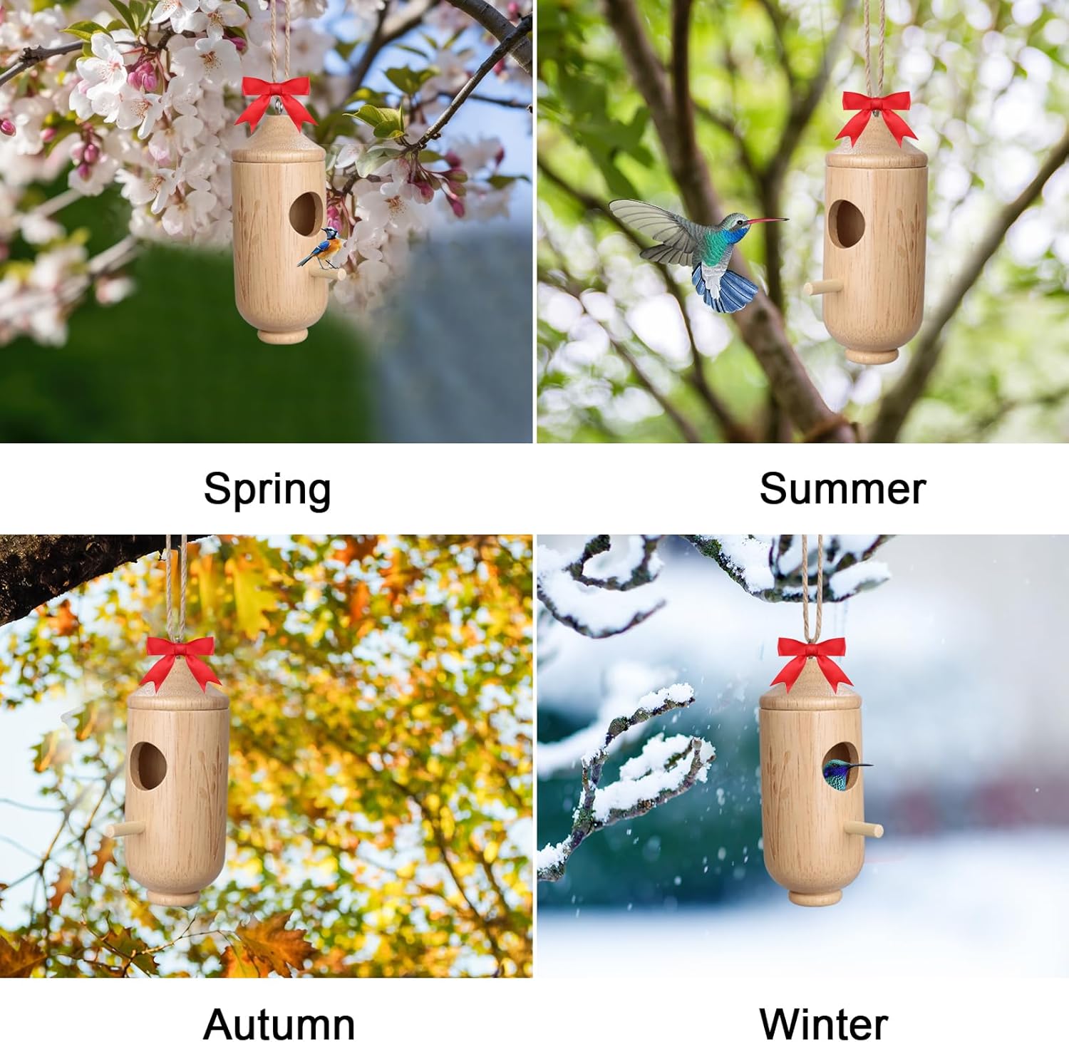 6Pcs Wooden Hummingbird House, 6 Inch Hummingbird Houses for Outside H