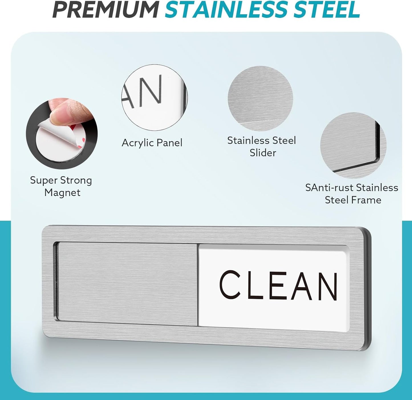 Dishwasher Magnet Clean Dirty Sign, Strong Magnet Non-Scratch Clean Di