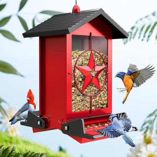 Squirrel Proof Bird Feeders for Outdoors Hanging, Metal Wild Bird Feed