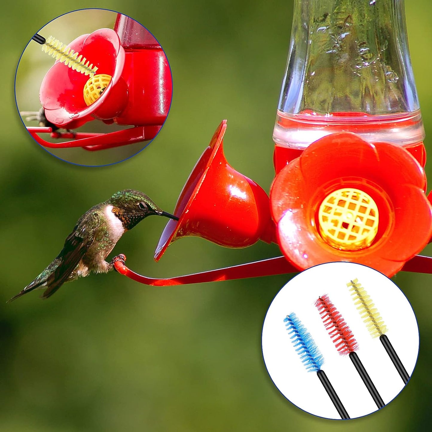 Prasacco 18 PCS Hummingbird Feeder Parts Cleaning Brushes Mini Nylon Cleaning Brushes Set Small Cleaner Brush for Bottles, Tubes, Jars, Bird Feeder